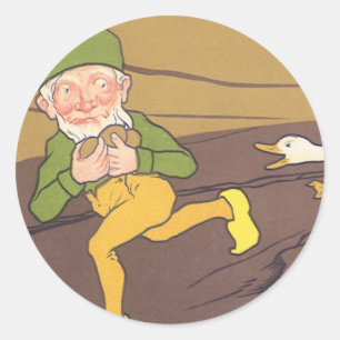 Sticker Rond Fable d'Ésope vintage Oie qui a pondu l'Œuf d'Or