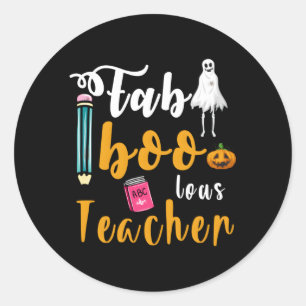 Sticker Rond Faboolous Enseignant École Éffrayant Fantôme Ensei