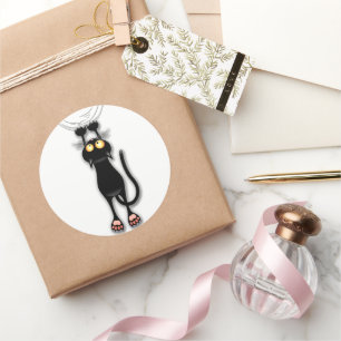Sticker Rond Fabric de Cat funny
