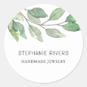 Sticker Rond Fabricant de bijoux Feuille d'aquarelle (Devant)