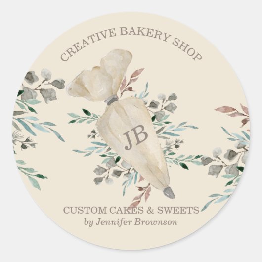 Sticker Rond Fabricant de nourriture Boho Chic de cuisson monog (Devant)