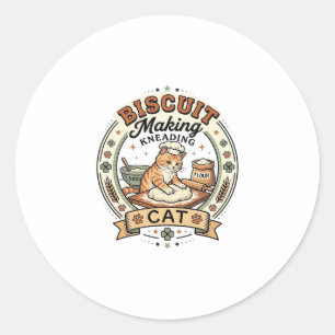 Sticker Rond Fabrication de biscuits Pétrissage Chat Fabricatio