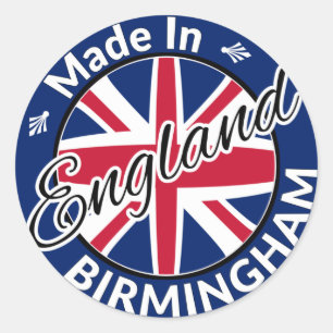 Sticker Rond Fabriqué à Birmingham Angleterre Union Jack Drap
