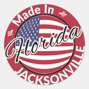 Sticker Rond Fabriqué à Jacksonville Floride États-Unis Drap