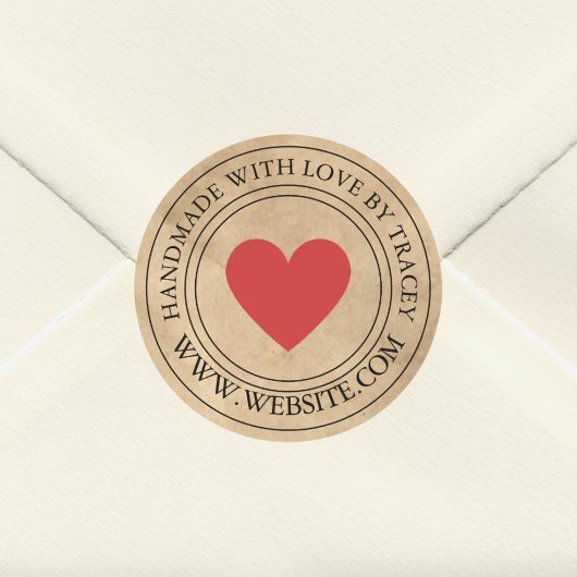 Sticker Rond Fabriqué à la main avec amour Élégant look papier 