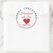 Sticker Rond Fabriqué à la main avec amour Joyeux Noël (Sac)