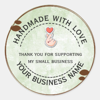 Sticker Rond fabriqué à la main avec amour | merci de soutenir 