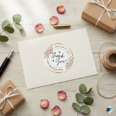 Sticker Rond Fabriqué à la main avec amour nom de coeur Merci