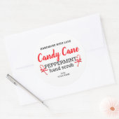 Sticker Rond Fabriqué à la main avec amour Peppermint sucre Scr (Enveloppe)