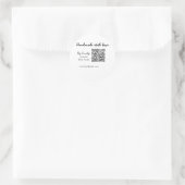 Sticker Rond Fabriqué à la main avec amour Q R code site pour p (Sac)