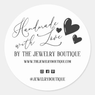 Sticker Rond Fabriqué à la main avec coeur d'amour Script Etsy