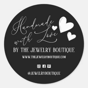 Sticker Rond Fabriqué à la main avec coeur d'amour Script Etsy