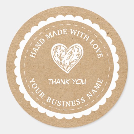 Sticker Rond Fabriqué à la main avec du papier d'amour | merci (Devant)