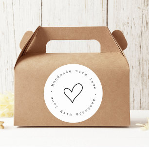 Sticker Rond Fabriqué à la main avec l'amour avec un autocollan