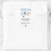 Sticker Rond Fabriqué à la main avec l'amour mignon animaux de  (Sac)