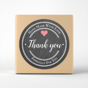 Sticker Rond Fabriqué à la main avec l'amour tendance Chalkboar