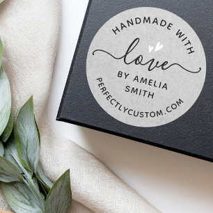 Sticker Rond Fabriqué à la main avec le coeur d'amour nom URL p