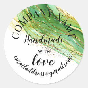 Sticker Rond Fabriqué à la main avec le nom de la société d'amo