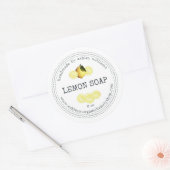Sticker Rond Fabriqué à la main, savon au citron (Enveloppe)