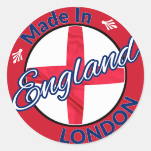 Sticker Rond Fabriqué à Londres Angleterre St George Drapeau