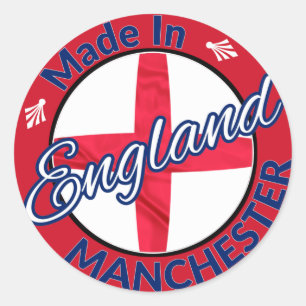 Sticker Rond Fabriqué à Manchester Angleterre St George Drapeau