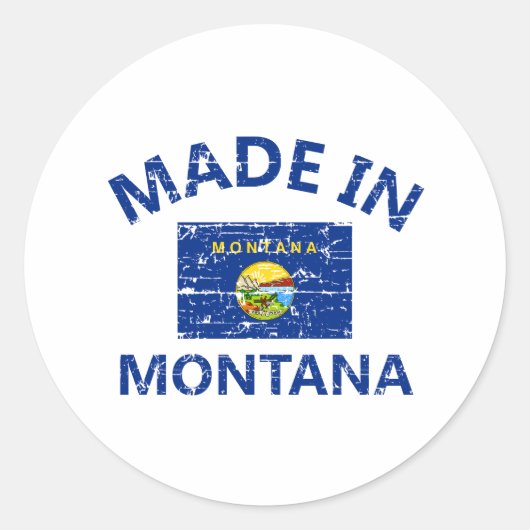 Sticker Rond Fabriqué à MONTANA États-Unis Drapeaux (Devant)