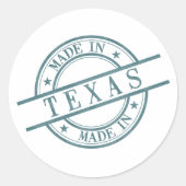 Sticker Rond Fabriqué au Texas Green Round caoutchouc timbre te (Devant)