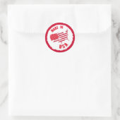 Sticker Rond Fabriqué aux Etats-Unis design de tampon caoutchou (Sac)