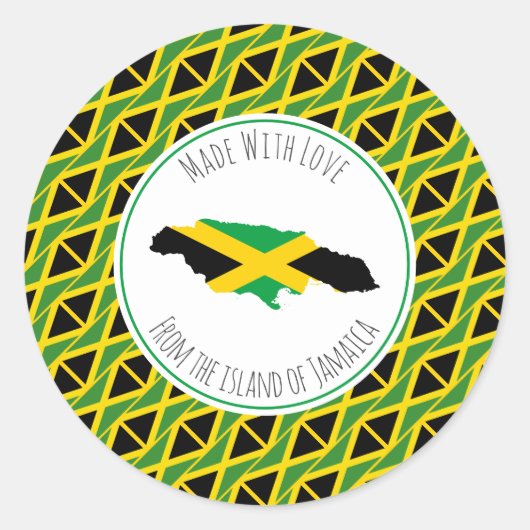 Sticker Rond Fabriqué Avec Amour À Partir Du DRAPEAU JAMAICA (Devant)