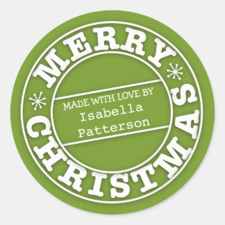 Sticker Rond Fabriqué avec amour à partir d'un chevalet de Noël
