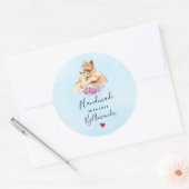 Sticker Rond Fabriqué avec amour Aquarelle mignonne Mère Lion & (Enveloppe)