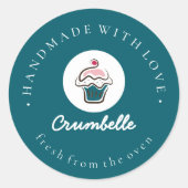 Sticker Rond Fabriqué Avec Amour Boulangerie De Cupcake Sur Mes (Devant)