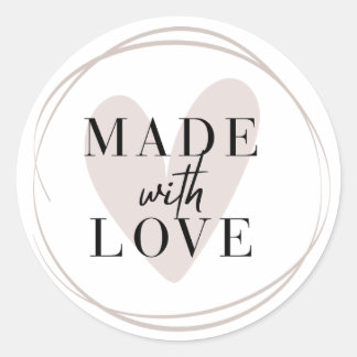 Sticker Rond Fabriqué avec amour Coeur Petite entreprise