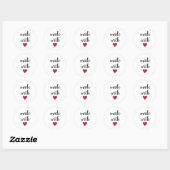 Sticker Rond Fabriqué avec amour Coeur rouge (Feuille)