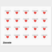 Sticker Rond Fabriqué avec amour Coeur rouge (Feuille)