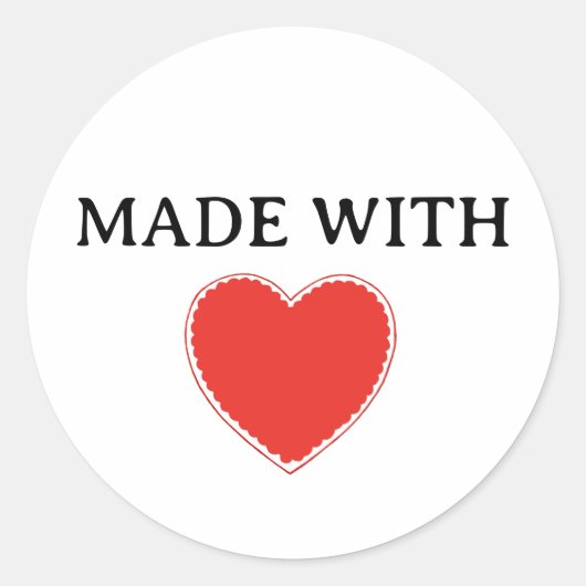 Sticker Rond Fabriqué avec amour Coeur rouge (Devant)