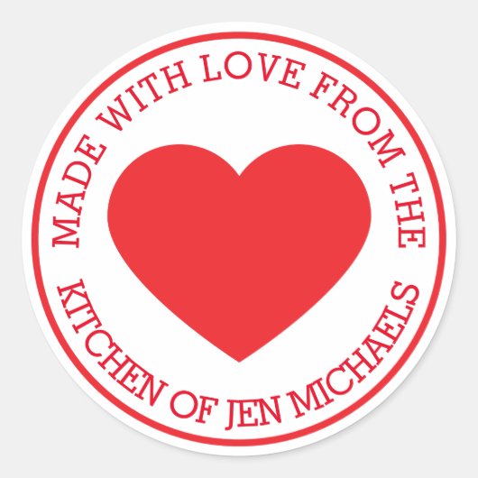 Sticker Rond Fabriqué avec amour de (Devant)