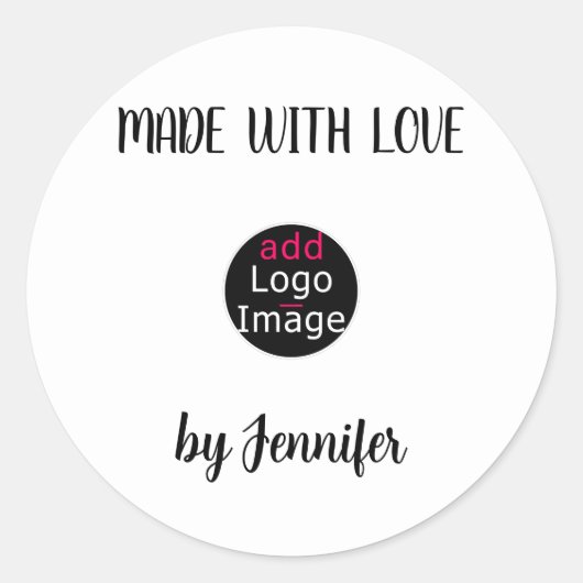 Sticker Rond Fabriqué Avec Amour Élégant Logo Professionnel Per (Devant)