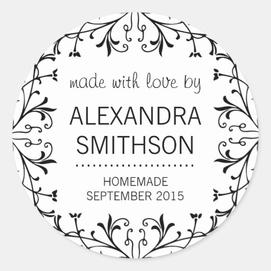 Sticker Rond Fabriqué avec amour Étiquettes-cadeaux maison Cann (Devant)