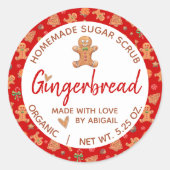 Sticker Rond Fabriqué Avec Amour Gingerpain Fait Maison Gâteau (Devant)