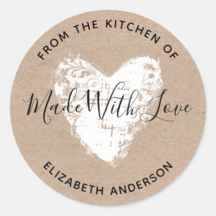 Sticker Rond Fabriqué Avec Amour Kraft Personnalisé Classic Rou
