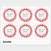 Sticker Rond Fabriqué avec amour modifiable rouge blanc plaid R (Feuille)