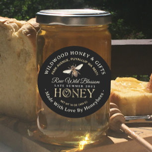 Sticker Rond Fabriqué avec amour par les abeilles Fin été 2023 