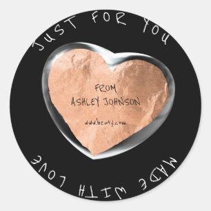 Sticker Rond Fabriqué Avec Amour Pour Vous Nom Rose Bubble Cuiv