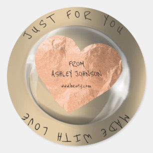 Sticker Rond Fabriqué Avec Amour Pour Vous Nom Sepia Gold Coppe