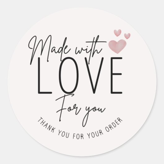 Sticker Rond Fabriqué avec amour pour vous Petite entreprise (Devant)
