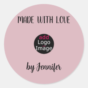 Sticker Rond Fabriqué Avec Amour Professionnel Dusty Rose Rose