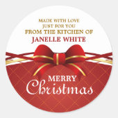 Sticker Rond Fabriqué avec amour Ruban rouge (Devant)