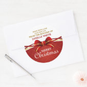 Sticker Rond Fabriqué avec amour Ruban rouge (Enveloppe)