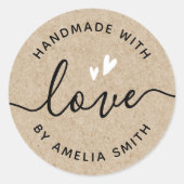 Sticker Rond Fabriqué avec des cœurs de papier kraft (Devant)